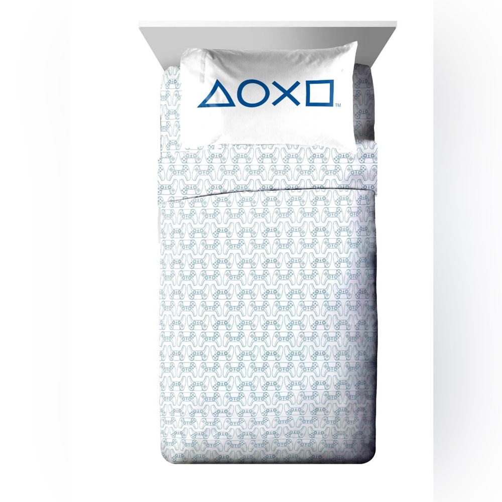 PlayStation - 3 Piece Set White Bed Sheet Set, Twin